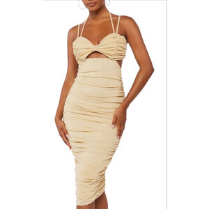 NEW Forever 21 Ruched Mesh Midi Dress L